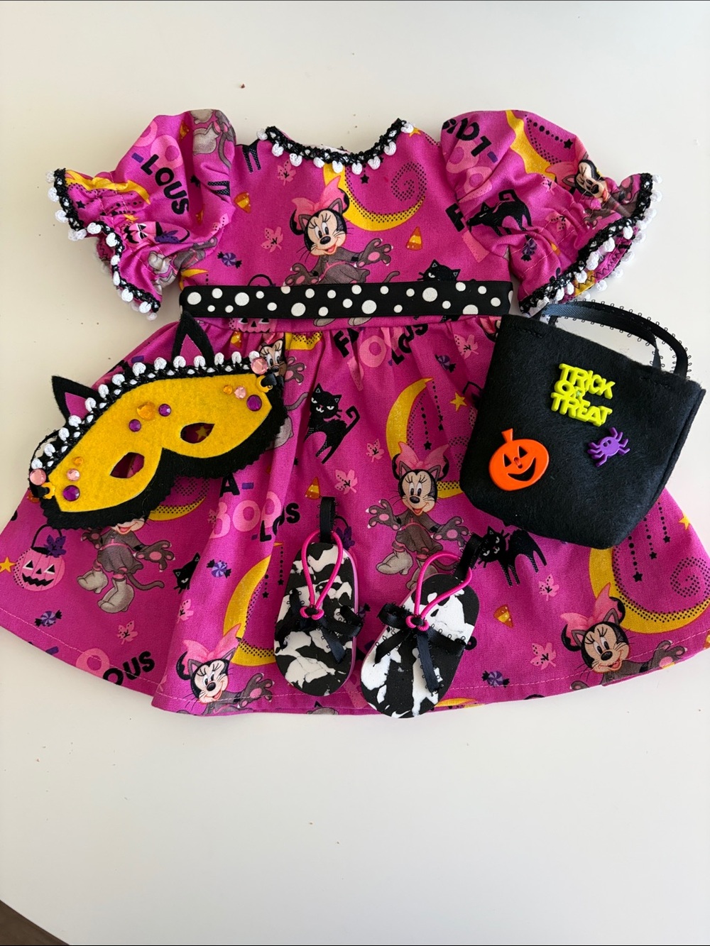 Made to fit American girl doll Minnie Mouse Halloween ensemble